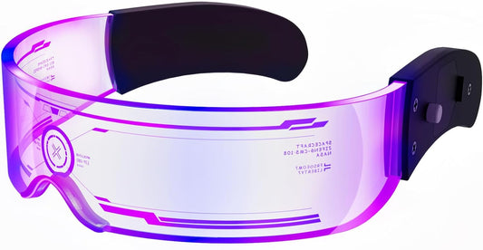 LED Visor Glasses Light Up: [7 Colors 4 Modes] Cyberpunk Futuristic Luminous Cosplay Glasses Rave Cyber Lightup Goggles (High Tech)