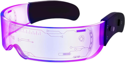 LED Visor Glasses Light Up: [7 Colors 4 Modes] Cyberpunk Futuristic Luminous Cosplay Glasses Rave Cyber Lightup Goggles (High Tech)